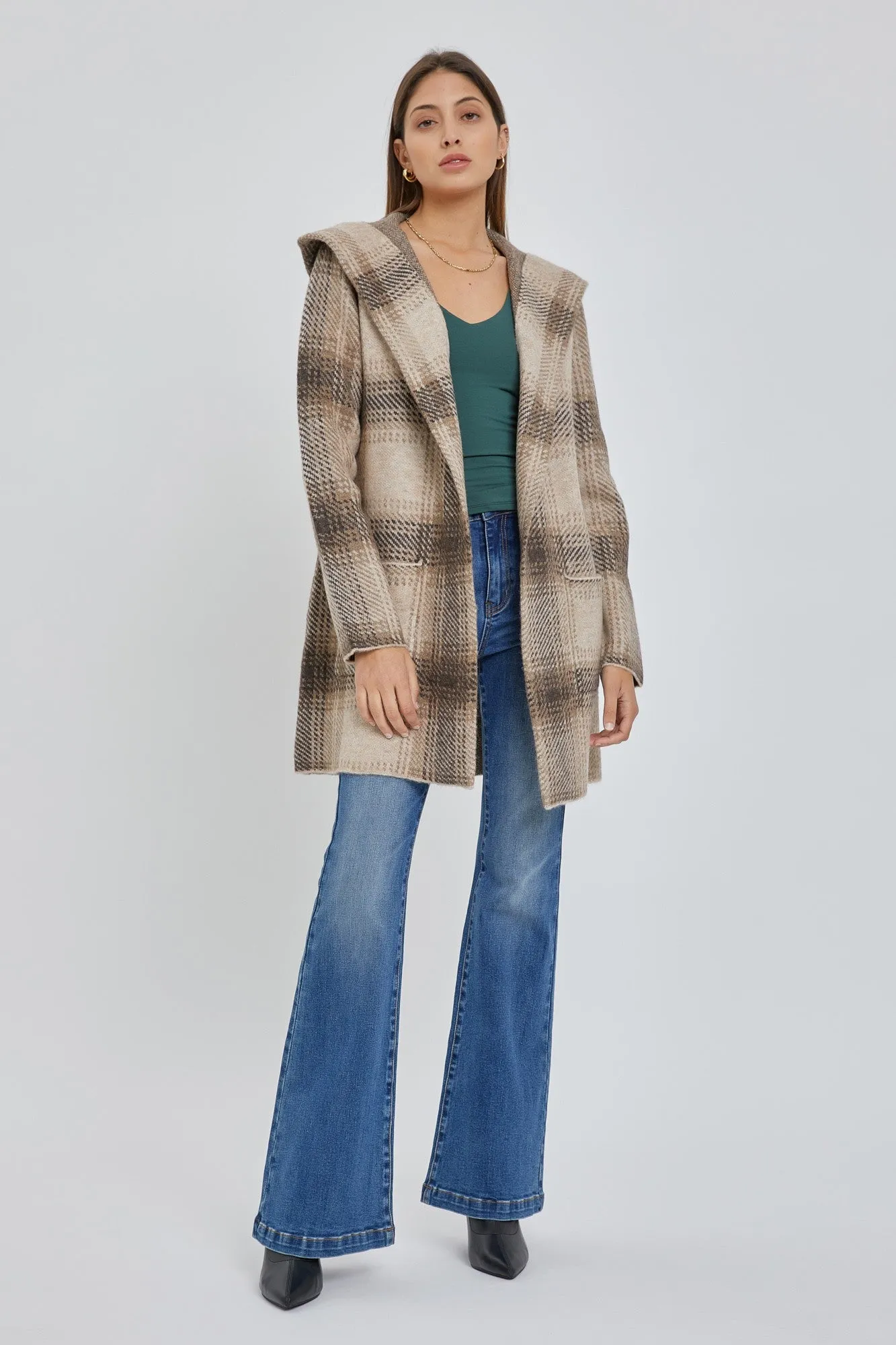 Plaid Open Coat