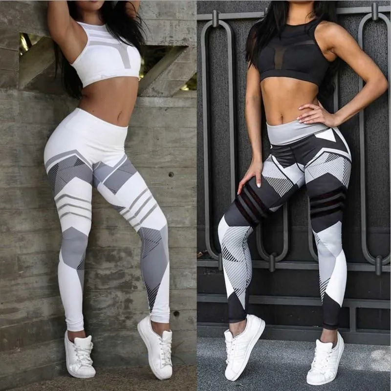 Print Sporting Leggings High Waist Workout Pants Quick Dry