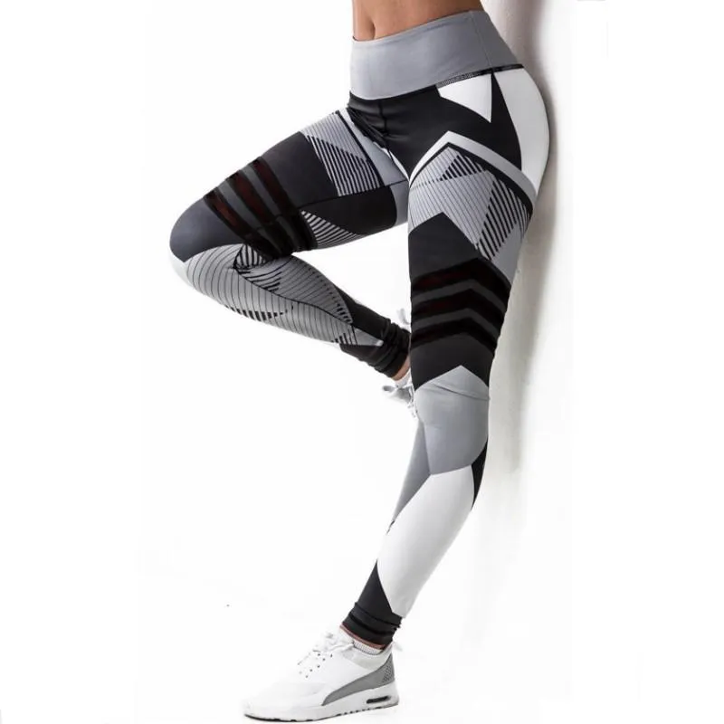 Print Sporting Leggings High Waist Workout Pants Quick Dry