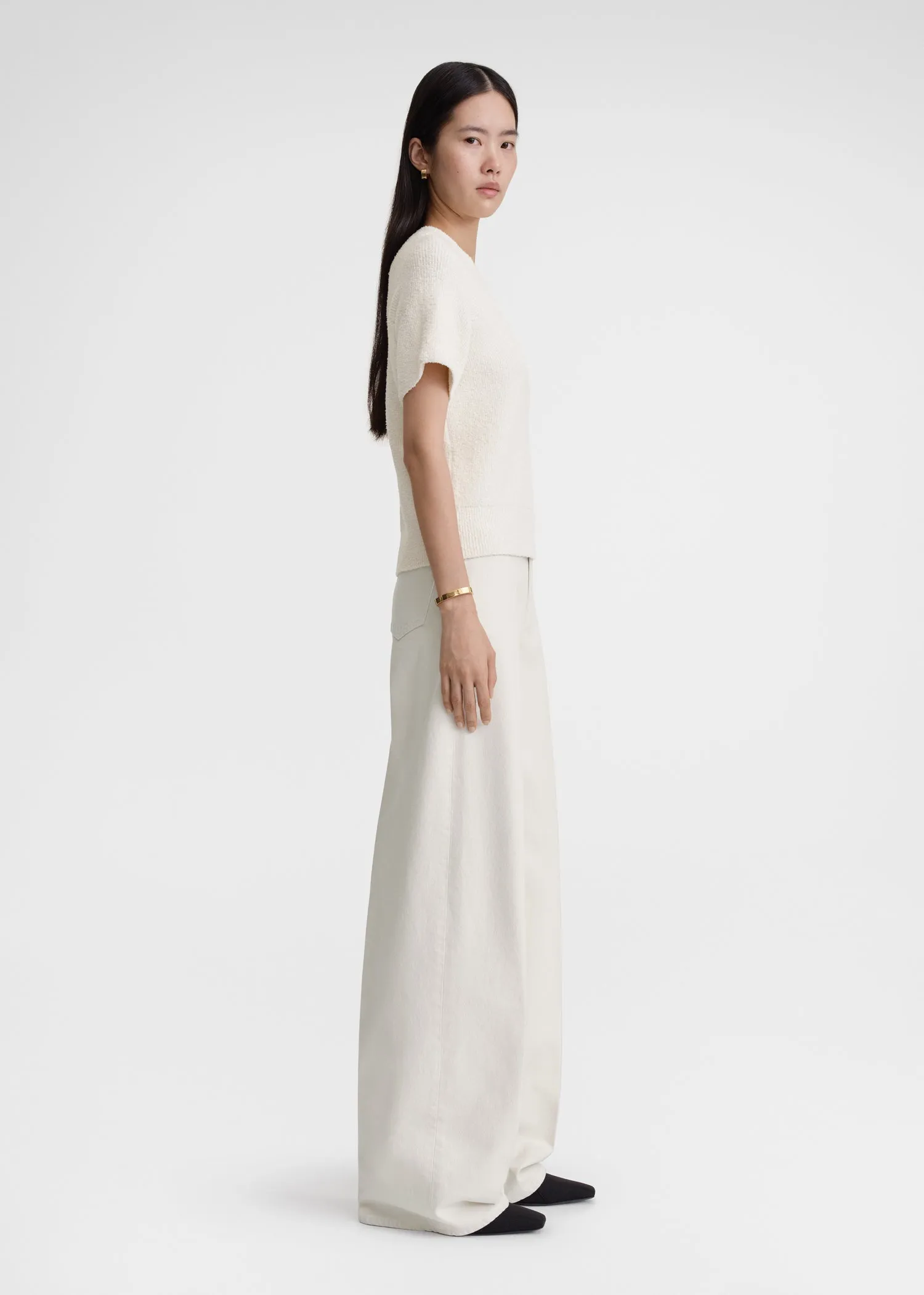 Raglan-sleeve terry knit white