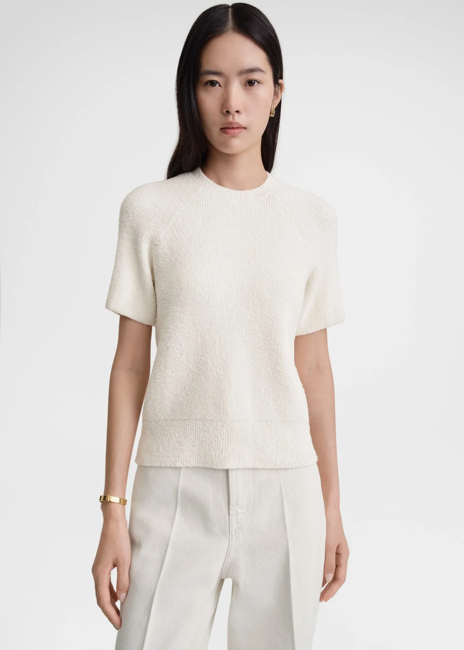 Raglan-sleeve terry knit white