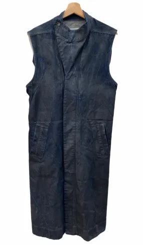 Rare  Waxed Black denim sleeveless coat