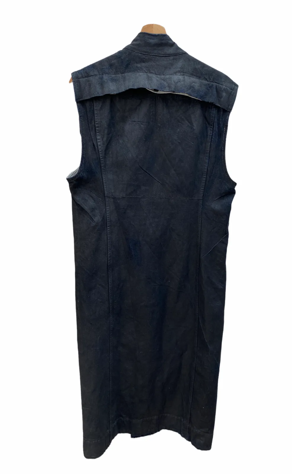 Rare  Waxed Black denim sleeveless coat