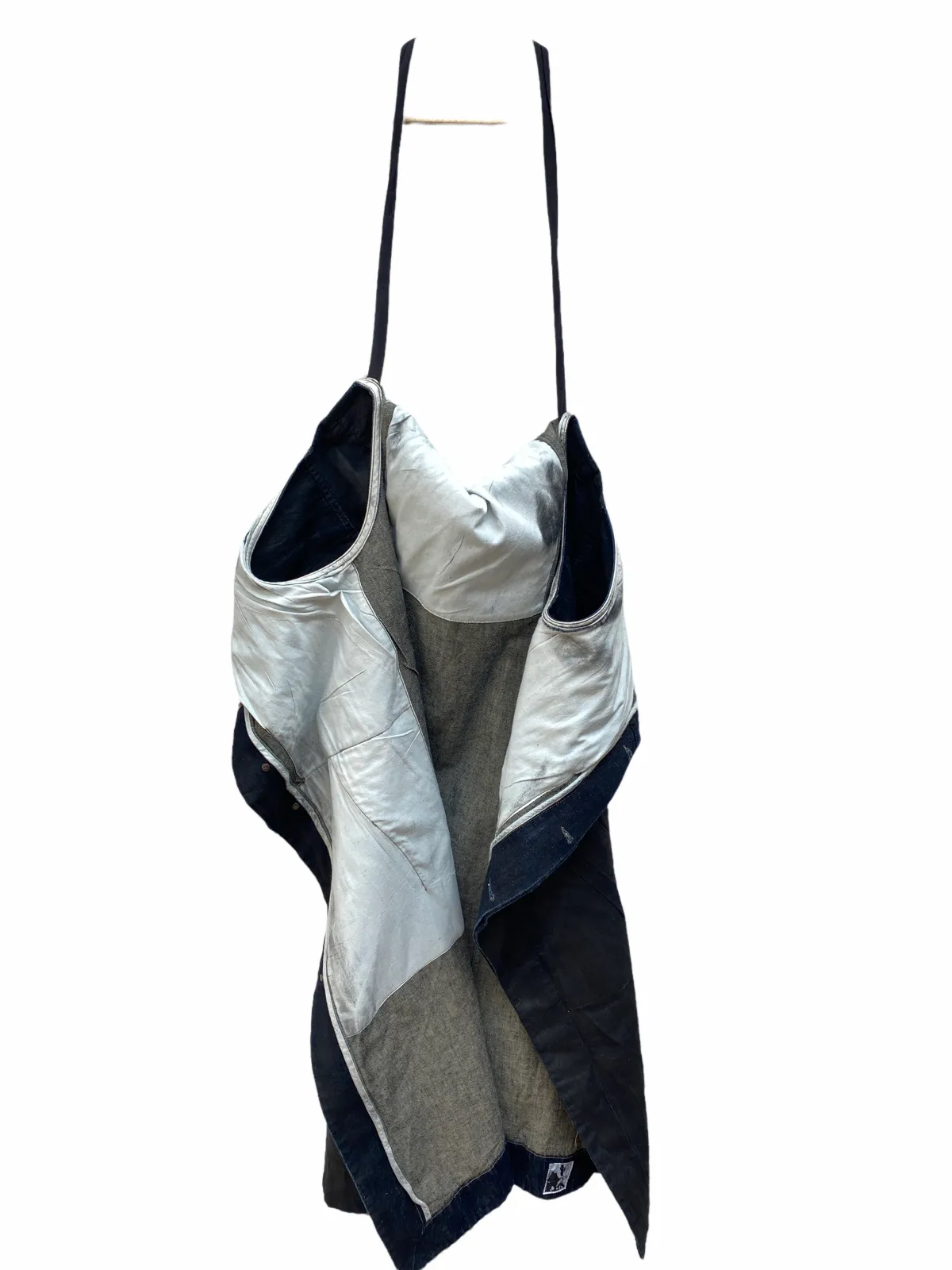Rare  Waxed Black denim sleeveless coat