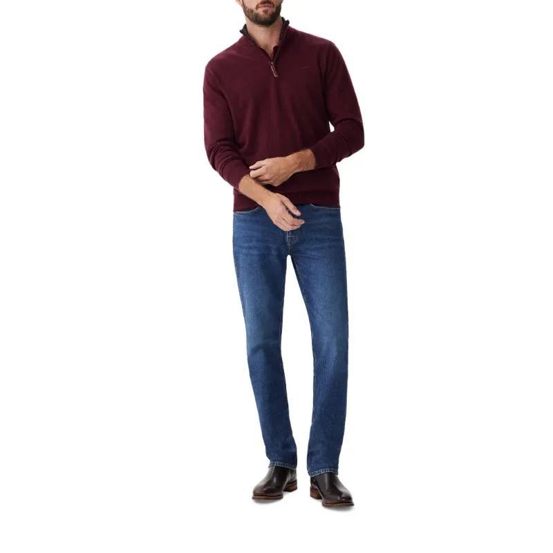 R.M.Williams Ernest Merino 1/4 Zip Mens Sweater - Burgundy