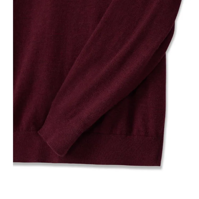 R.M.Williams Ernest Merino 1/4 Zip Mens Sweater - Burgundy