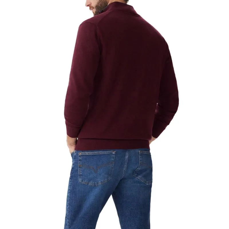 R.M.Williams Ernest Merino 1/4 Zip Mens Sweater - Burgundy