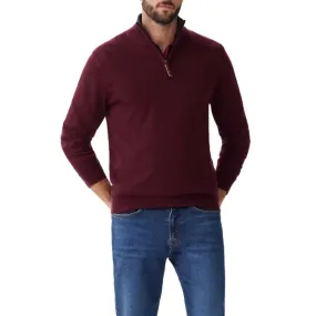 R.M.Williams Ernest Merino 1/4 Zip Mens Sweater - Burgundy