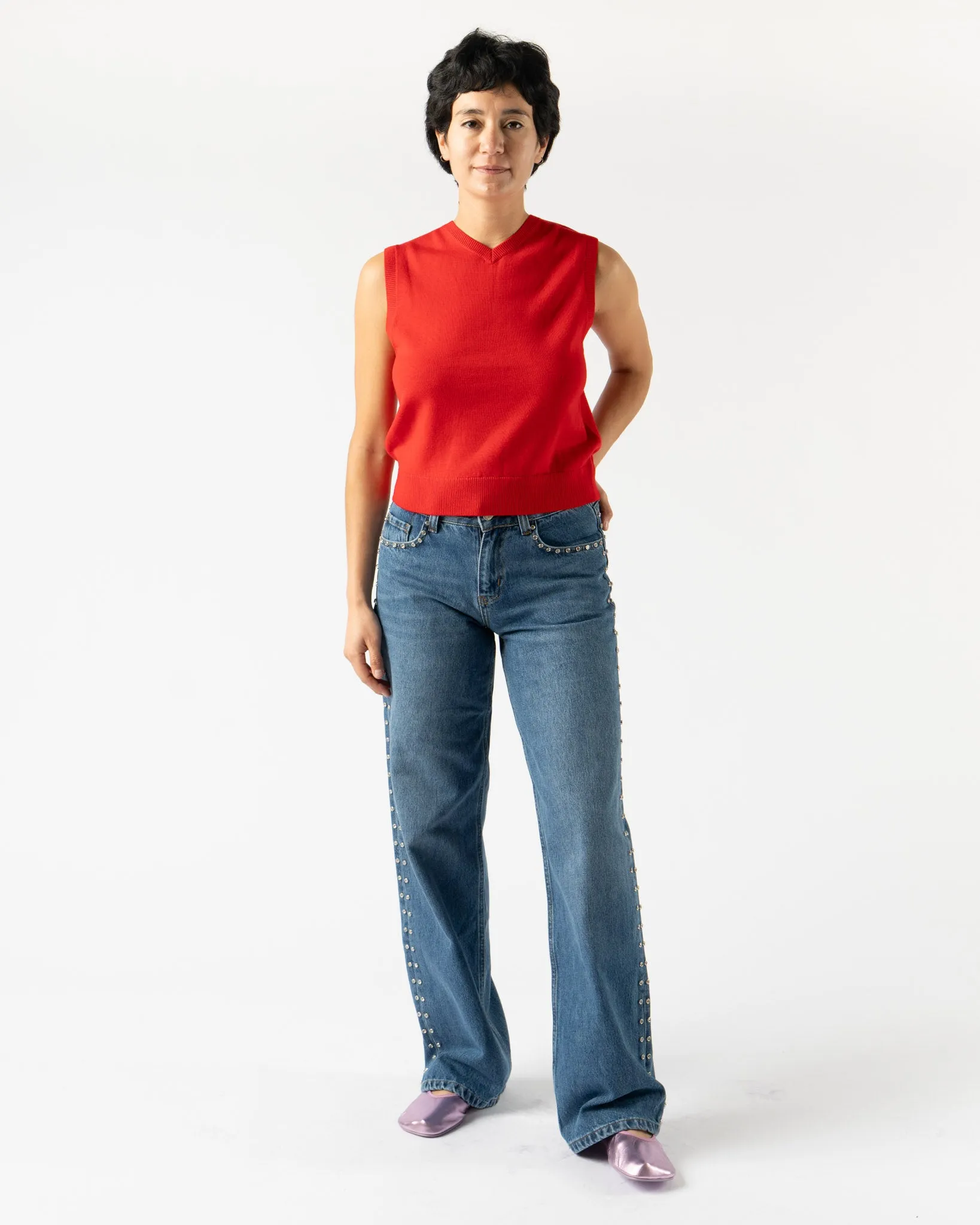Sandy Liang Melty Vest in Red
