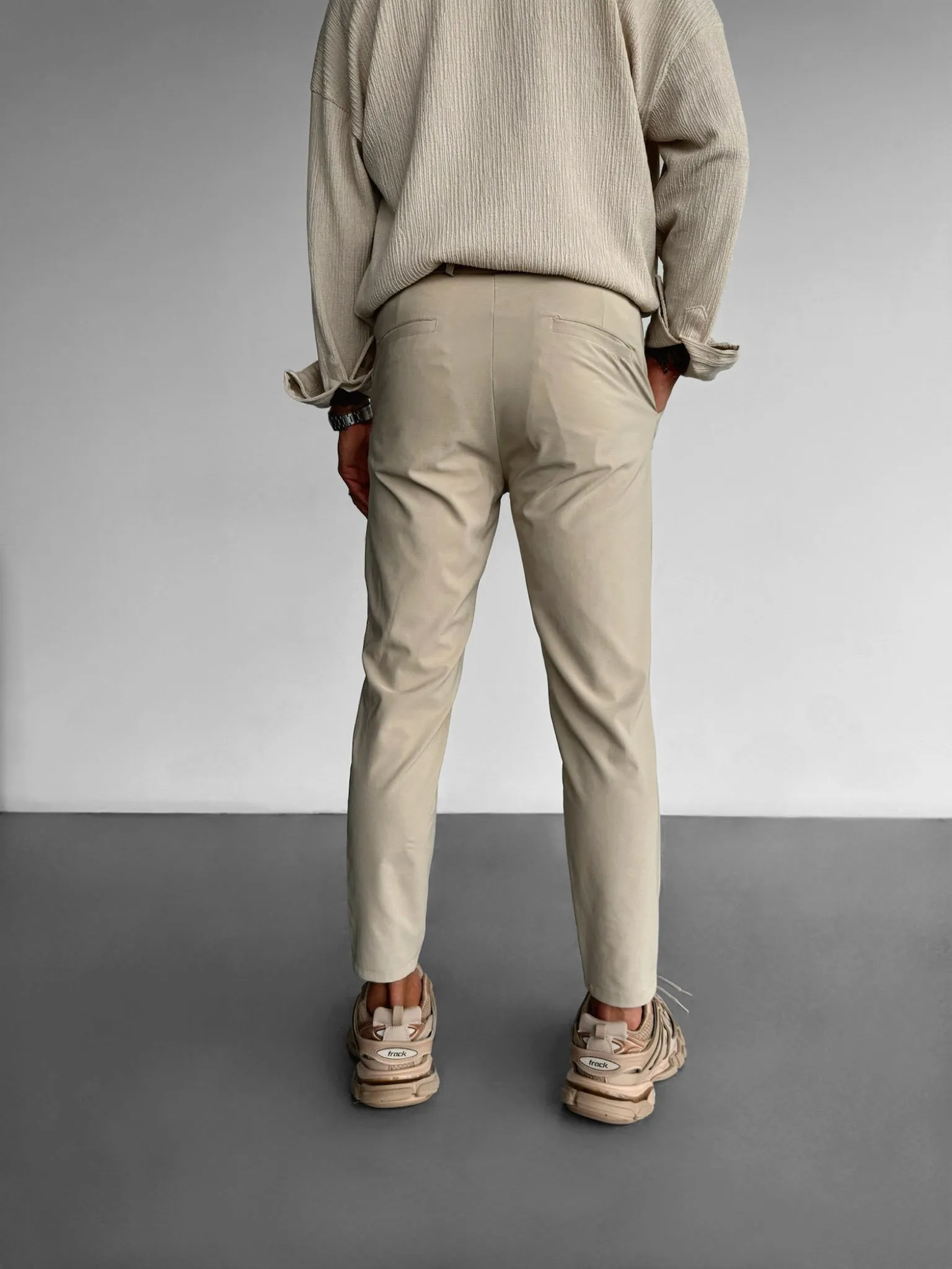 Straight Suit Trousers - Beige