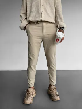 Straight Suit Trousers - Beige