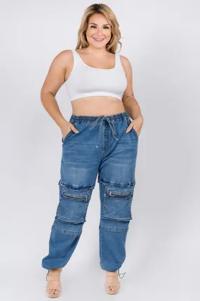 Street Smart Cargo Denim Joggers (Plus)