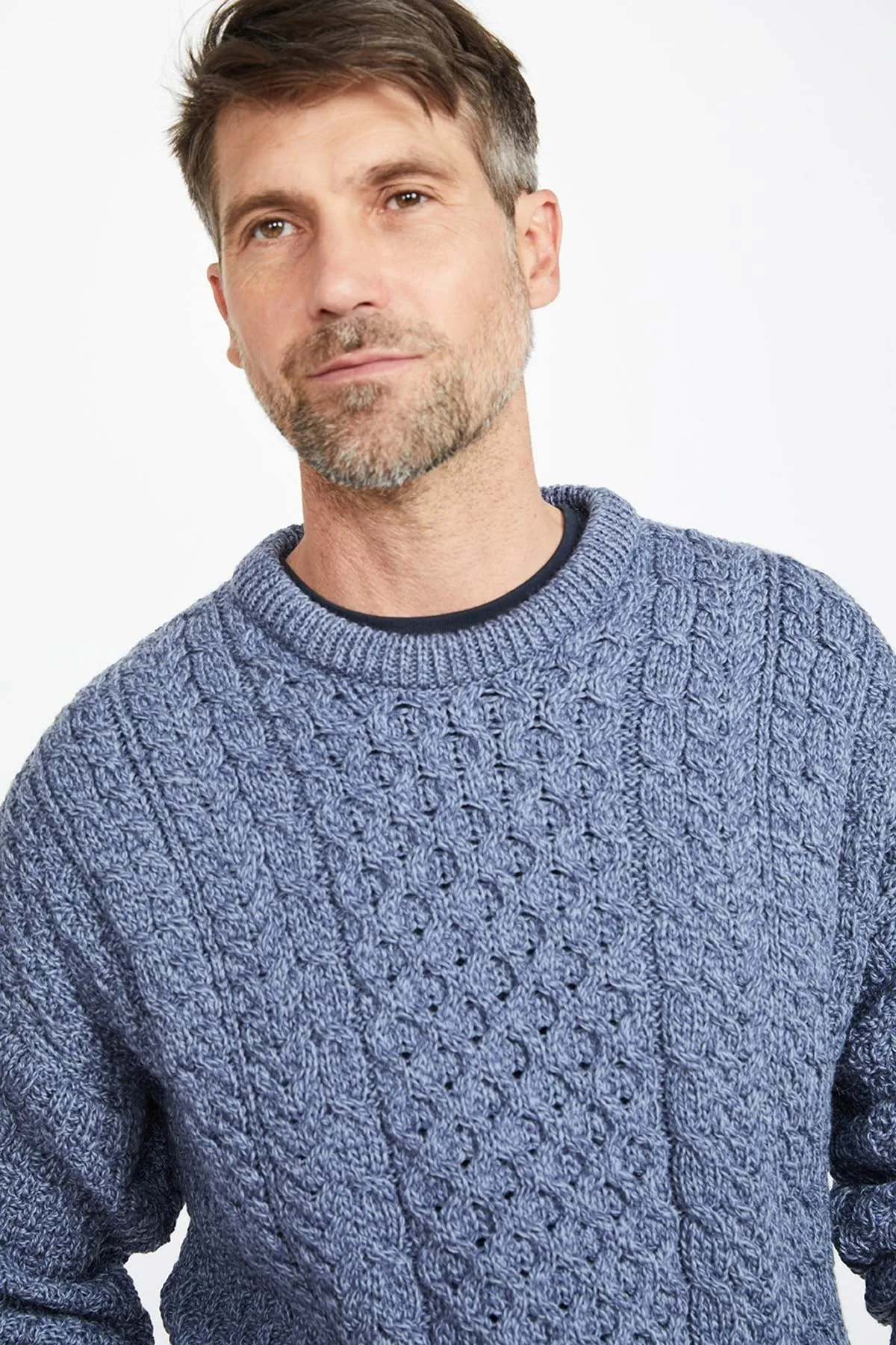 Traditional Unisex Aran Sweater in Blue