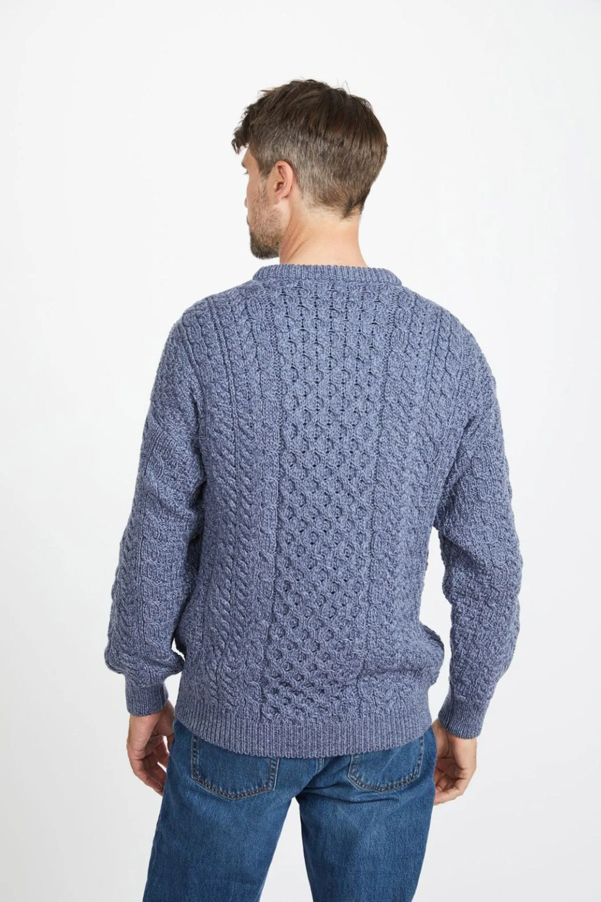 Traditional Unisex Aran Sweater in Blue