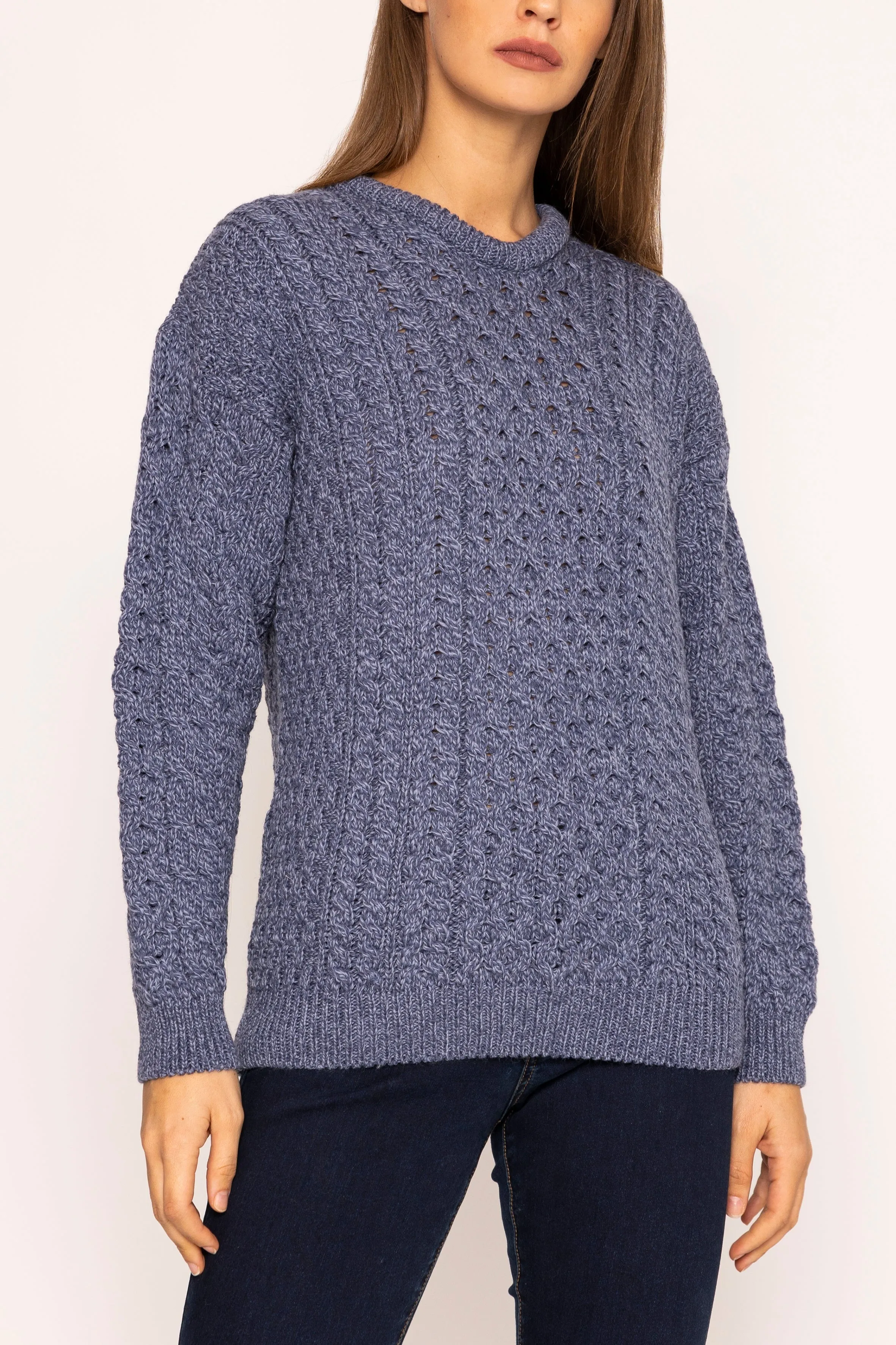Traditional Unisex Aran Sweater in Blue