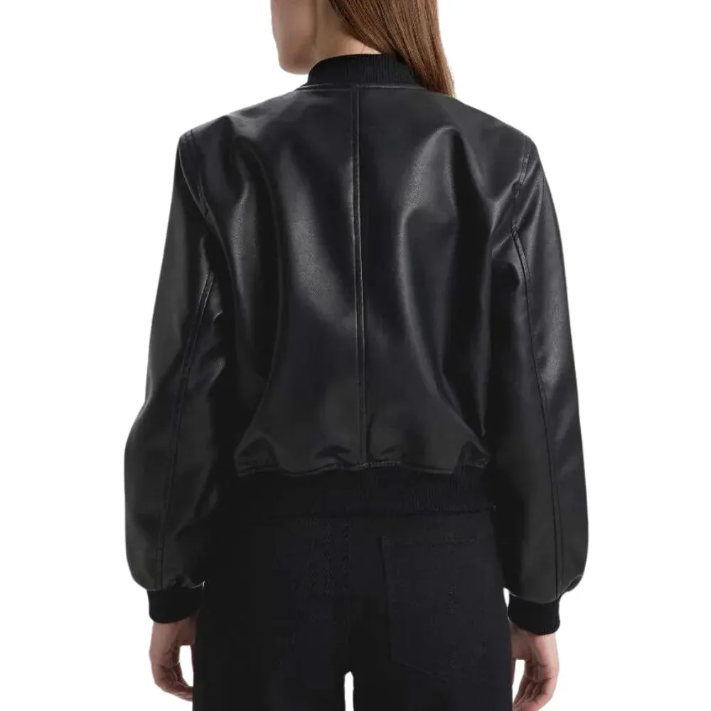 Womens Bomber Black Leather Jacket