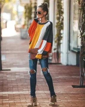 Women's Patchwork Loose Sleeve Sweaters