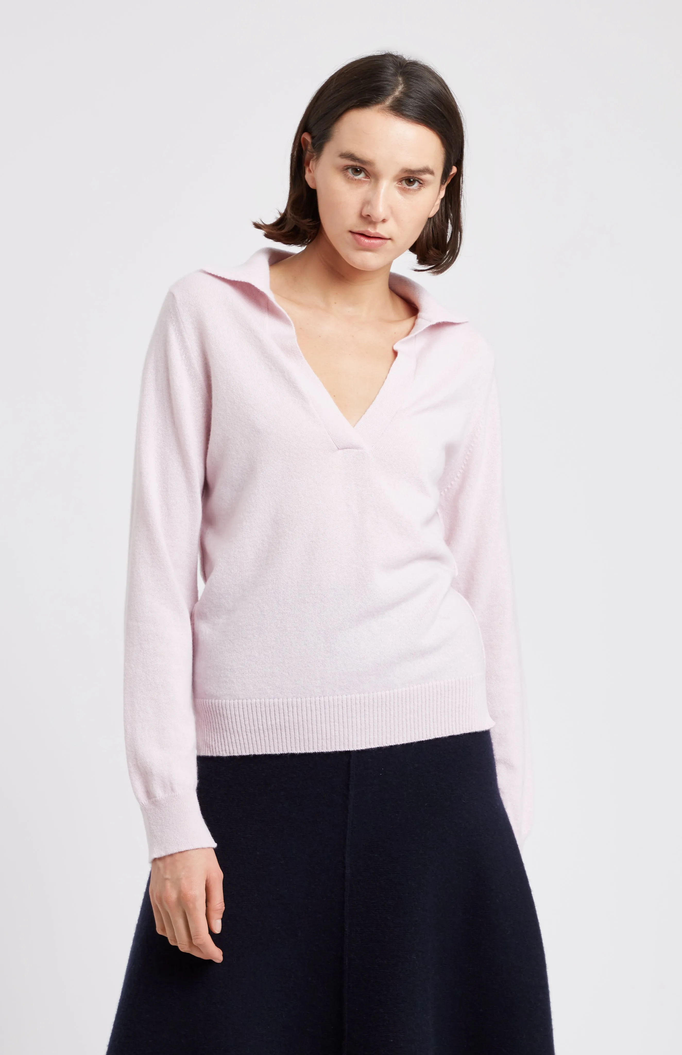 Women's Polo-style Cashmere Jumper In Pink