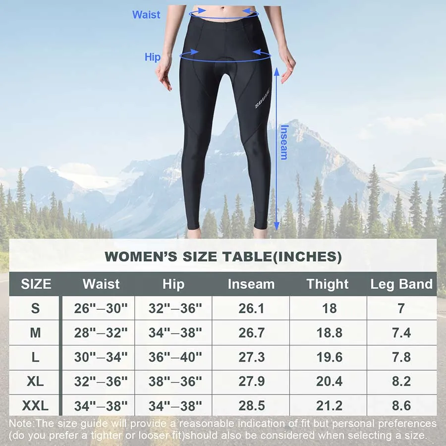 Women'sBicycle Pants 4D Padded Road Bike Tights Breathable Cycling Long Leggings- PL8032-Black