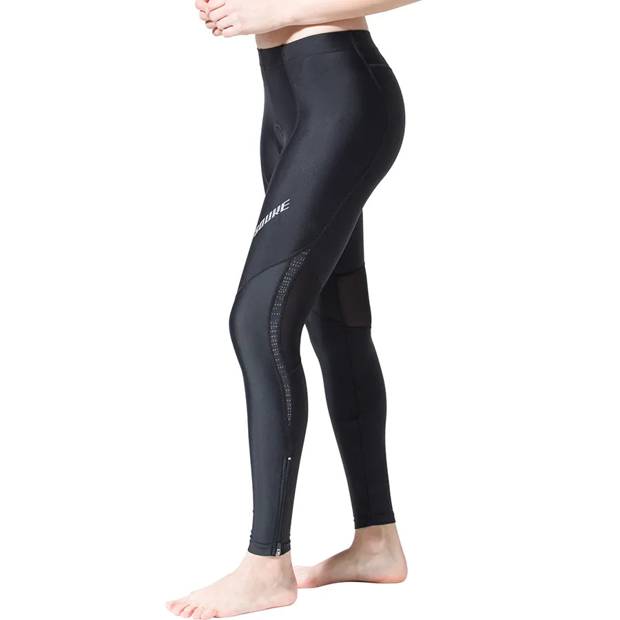 Women'sBicycle Pants 4D Padded Road Bike Tights Breathable Cycling Long Leggings- PL8032-Black