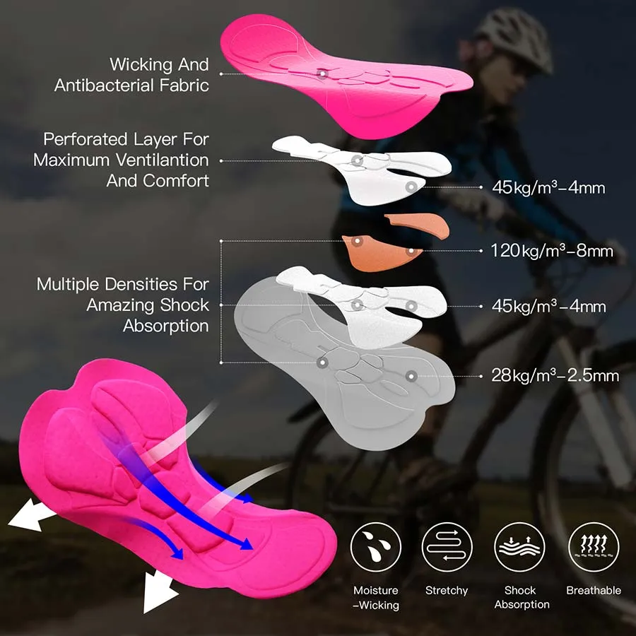 Women'sBicycle Pants 4D Padded Road Bike Tights Breathable Cycling Long Leggings- PL8032-Black