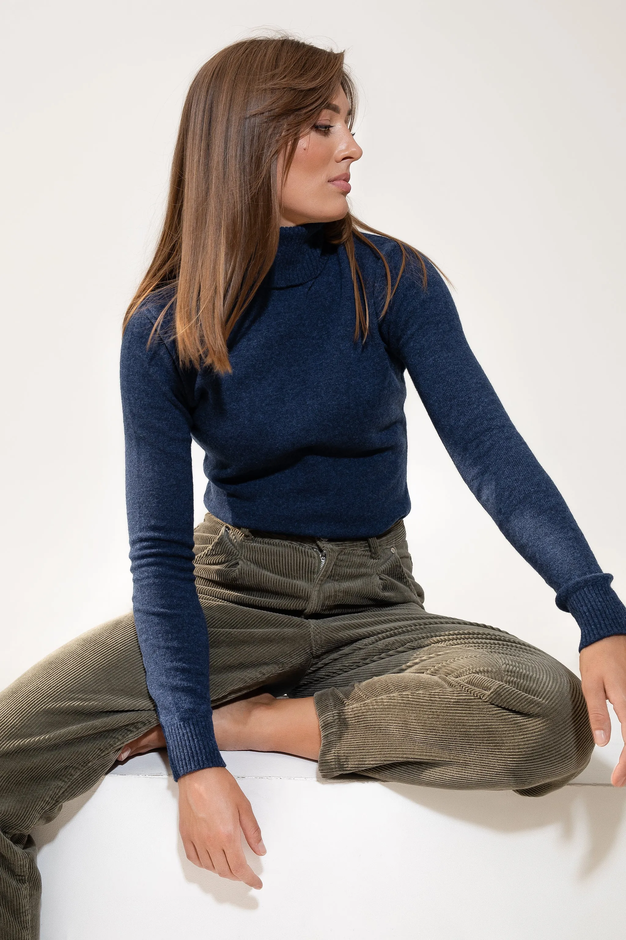 Wool Turtleneck - Jeans Blue